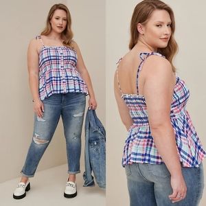 NWT TORRID PLAID SMOCKED CAMI